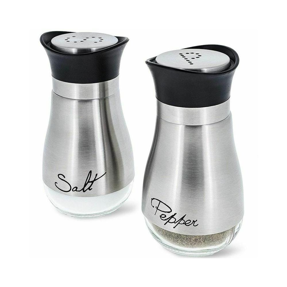 4 oz BPA Free Salt and Pepper Shakers Stainless Steel Glass Set