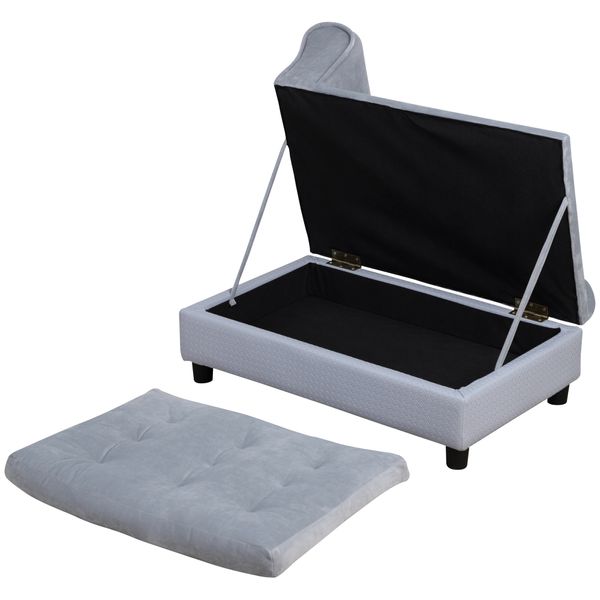 PawHut Pet Sofa Couch with Storage Function Sponge Cushioned Bed