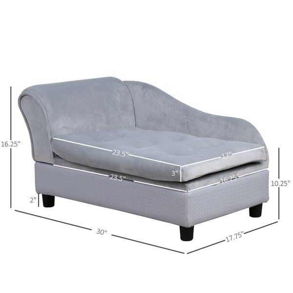 PawHut Pet Sofa Couch with Storage Function Sponge Cushioned Bed