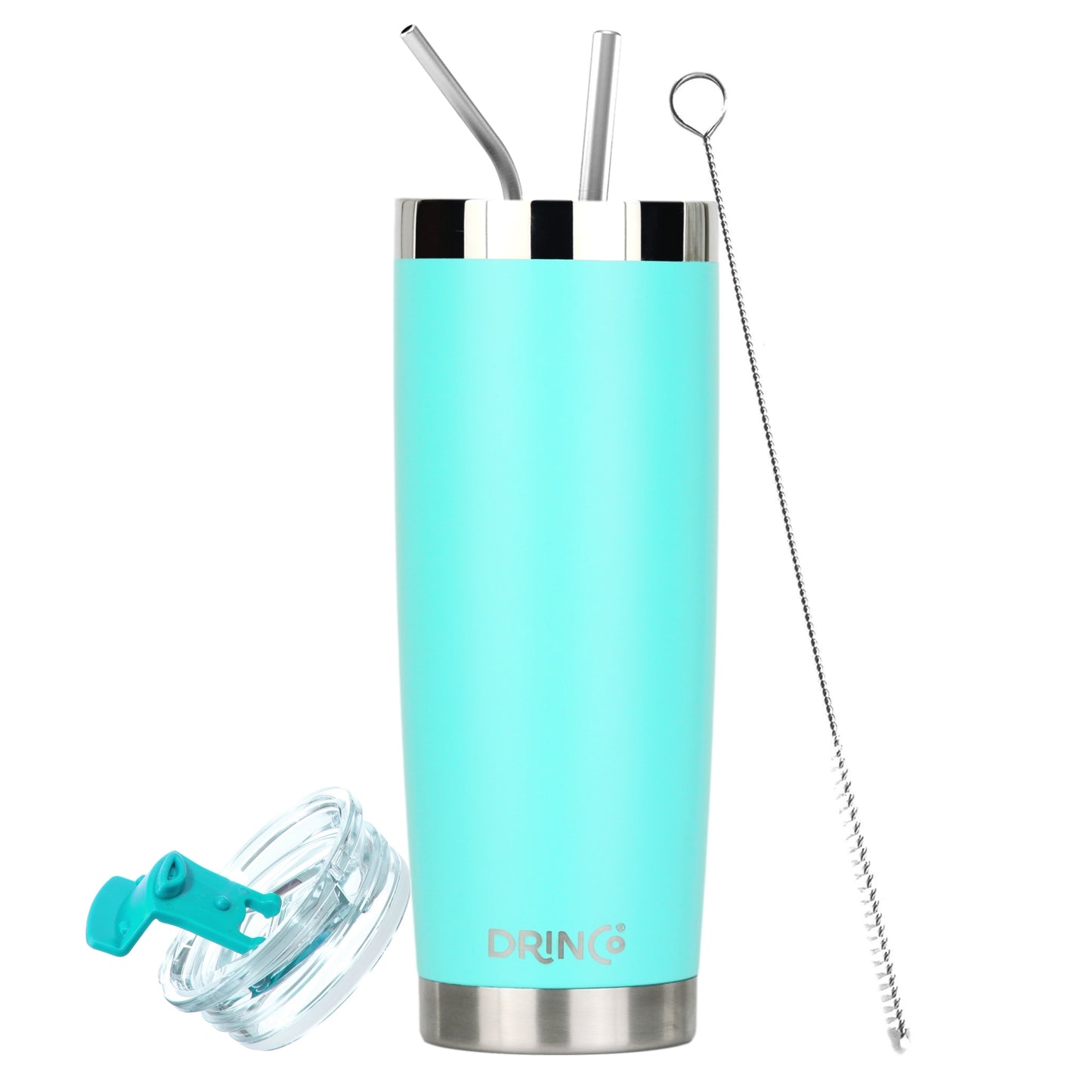 DRINCO®  20oz Insulated Tumbler w/Spill Proof Lid, 2 Straws(Teal)