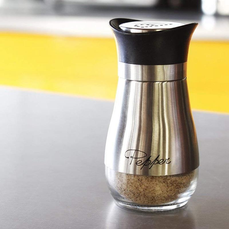 4 oz BPA Free Salt and Pepper Shakers Stainless Steel Glass Set