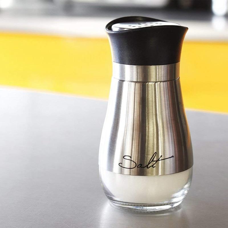 4 oz BPA Free Salt and Pepper Shakers Stainless Steel Glass Set